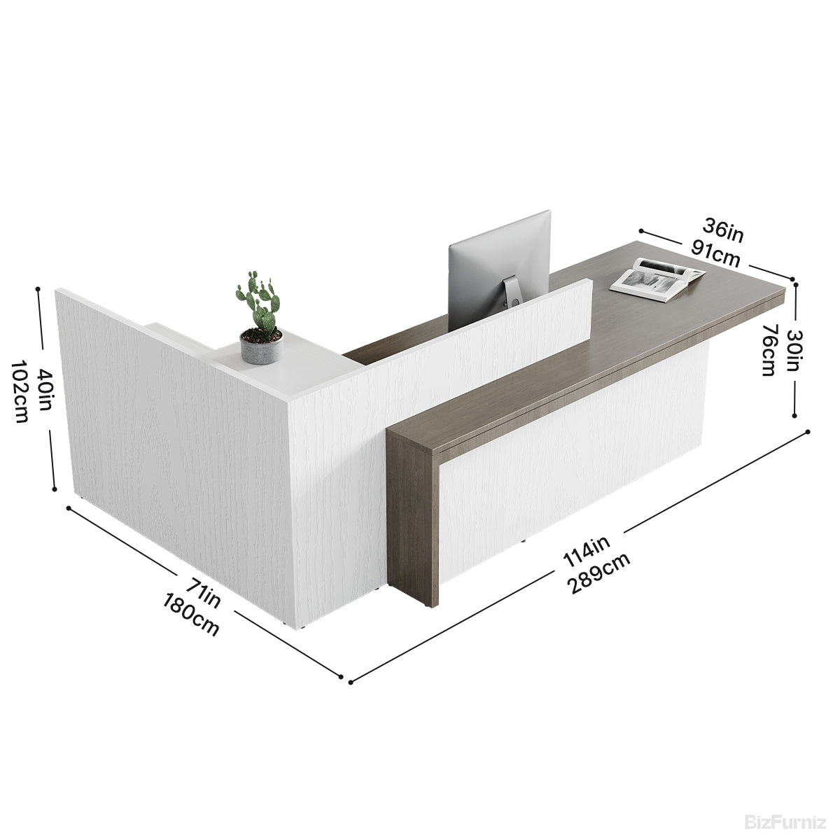 Modern L-Shaped Executive Reception Desk with Integrated Storage Cabinets for Lobby, Salon, and Corporate Photo 5