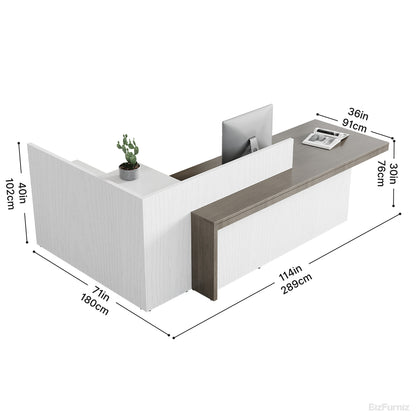 Modern L-Shaped Executive Reception Desk with Integrated Storage Cabinets for Lobby, Salon, and Corporate Photo 5