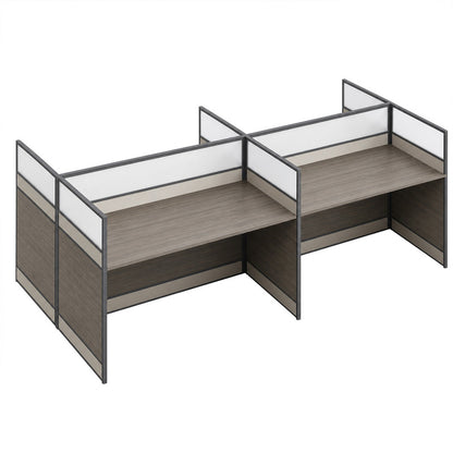Modern Office Workstation Desk with Frosted Privacy Panel & USB Ports