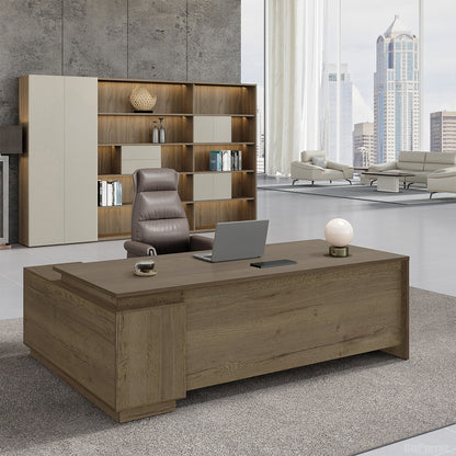 63" L-shaped Executive Desk with Built-in Power Outlet and Reversible Side Cabinet product view 6