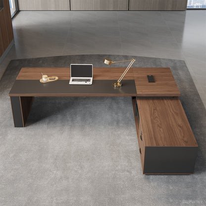 L-shaped Executive Desk with Built-in Outlets and Reversible Return product view 3