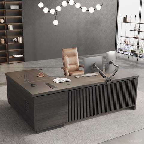 79" L L-shaped Executive Desk with Cable Management and Ventilated CPU Compartment for modern office workspace