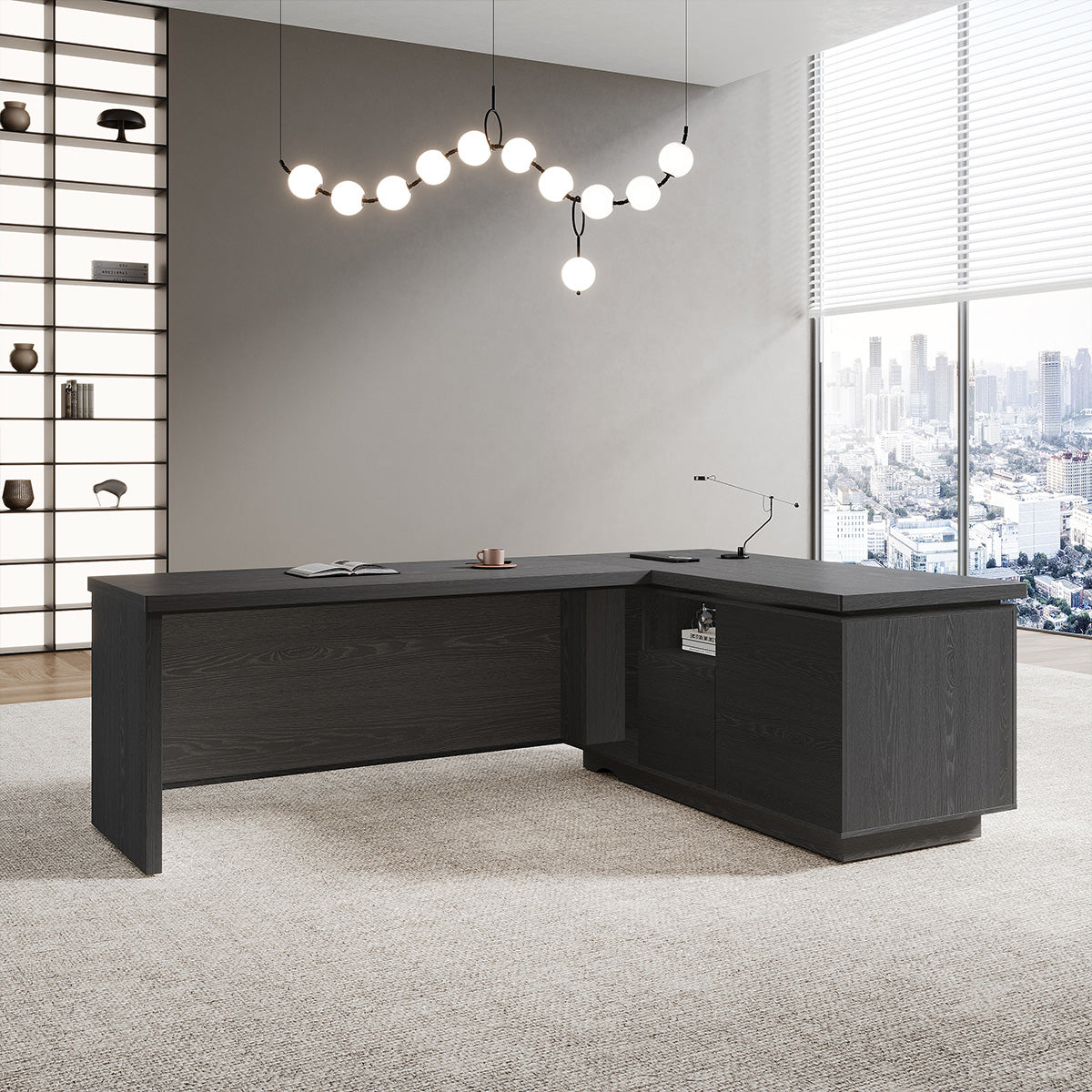 79" L L-shaped Executive Desk with Cable Management and Ventilated CPU Compartment detail image