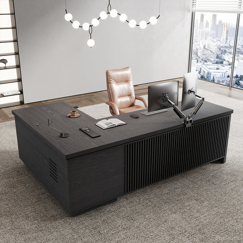 79" L L-shaped Executive Desk with Cable Management and Ventilated CPU Compartment detail image