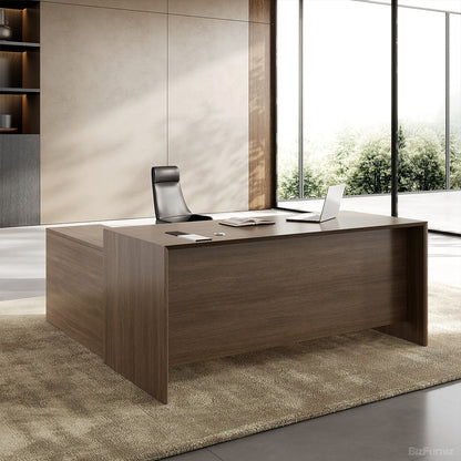 Architect Series Modern L-Shaped Executive Desk with Integrated Storage Pedestal and Built-in Smart Power Hub
