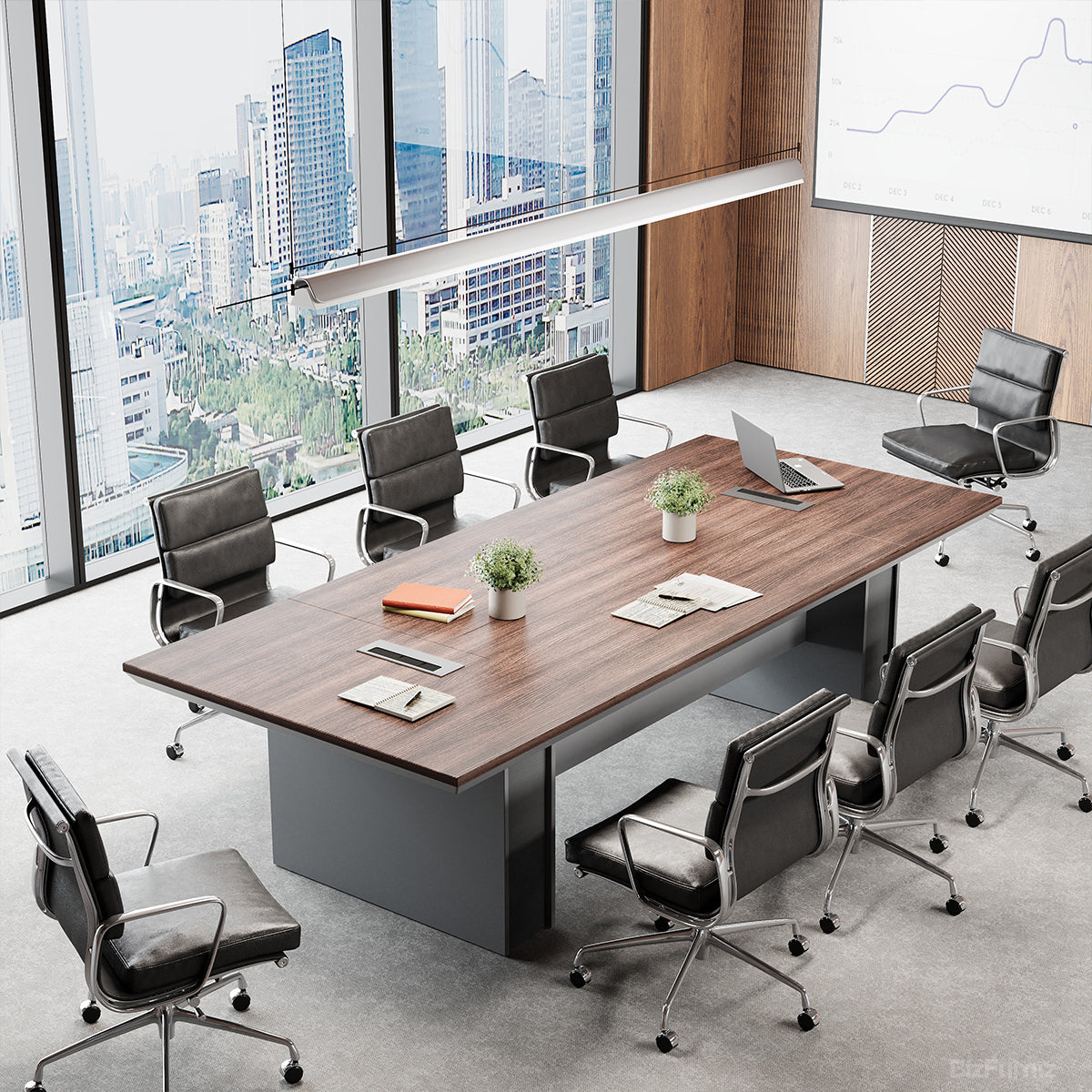 94" Modern Conference Table with Cable Management for 6-8 Person Meeting Room for modern office workspace