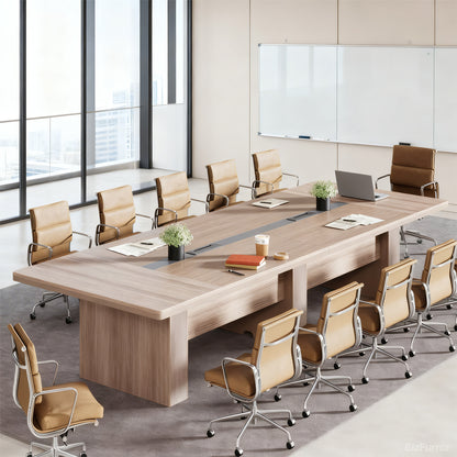 142" Rectangular Conference Table with Cable Management for 10-14 People for modern office workspace