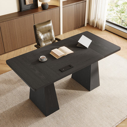 Minimalist Wood Office Desk with Power Outlet for Workspaces/Home Offices photo 1
