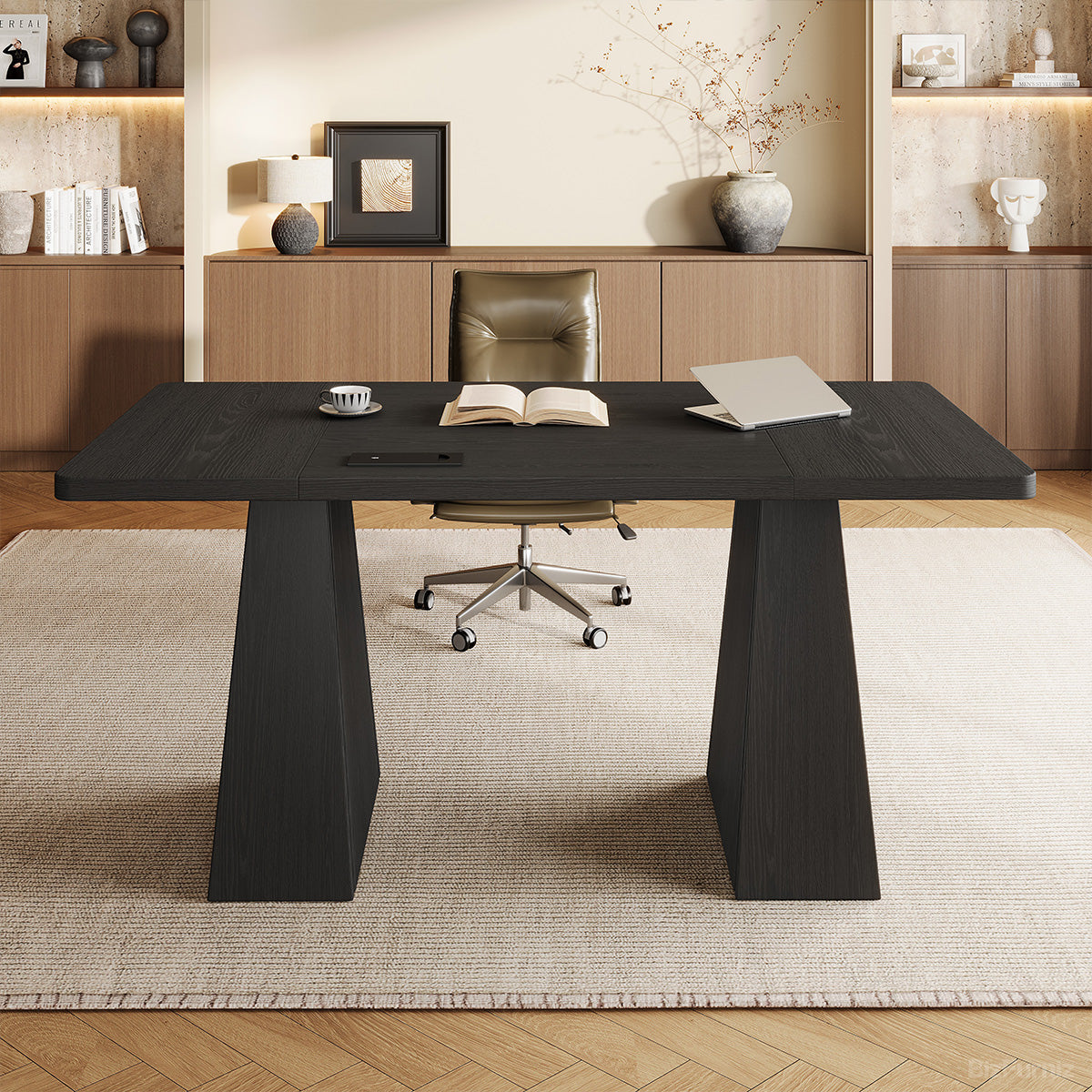 Minimalist Wood Office Desk with Power Outlet for Workspaces/Home Offices photo 3