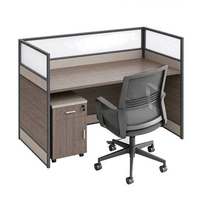 Modern Office Workstation Desk with Frosted Privacy Panel & USB Ports