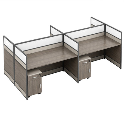 Modern Office Workstation Desk with Frosted Privacy Panel & USB Ports