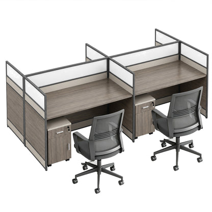Modern Office Workstation Desk with Frosted Privacy Panel & USB Ports