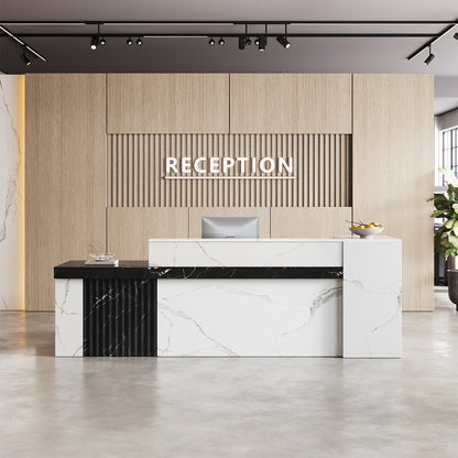 Modern Reception Desk with Counter Cable Management for Offices, Lobbies & Stores