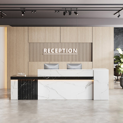 Modern Reception Desk with Counter Cable Management for Offices, Lobbies & Stores