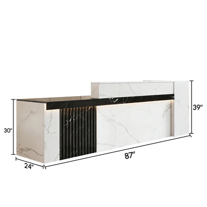 Modern Reception Desk with Counter Cable Management for Offices, Lobbies & Stores