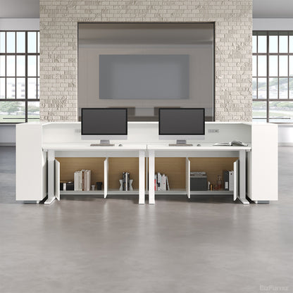 126" L Modern Reception Desk with Power Hub & Hidden Side Storage for Lobbies and Executive Reception Areas
