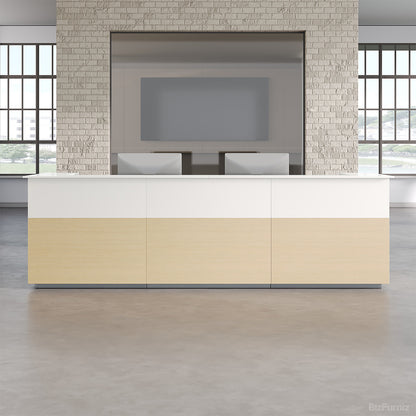 126" L Modern Reception Desk with Power Hub & Hidden Side Storage for Lobbies and Executive Reception Areas
