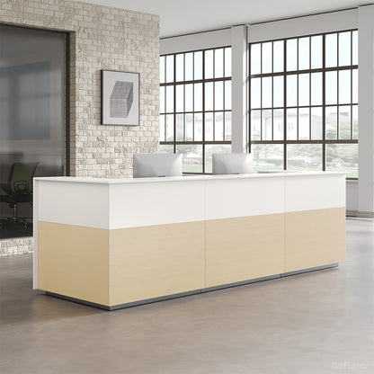 126" L Modern Reception Desk with Power Hub & Hidden Side Storage for Lobbies and Executive Reception Areas