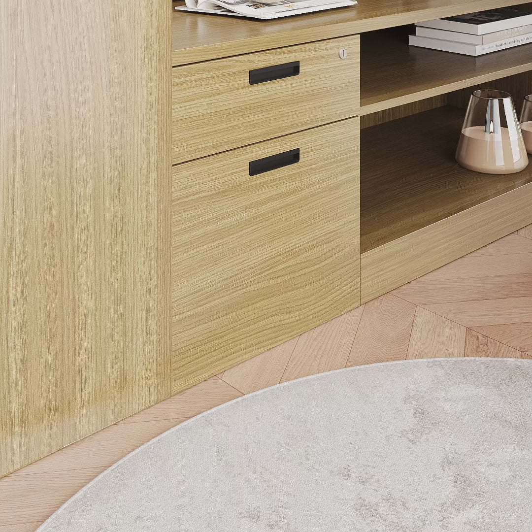 office desk with integrated storage