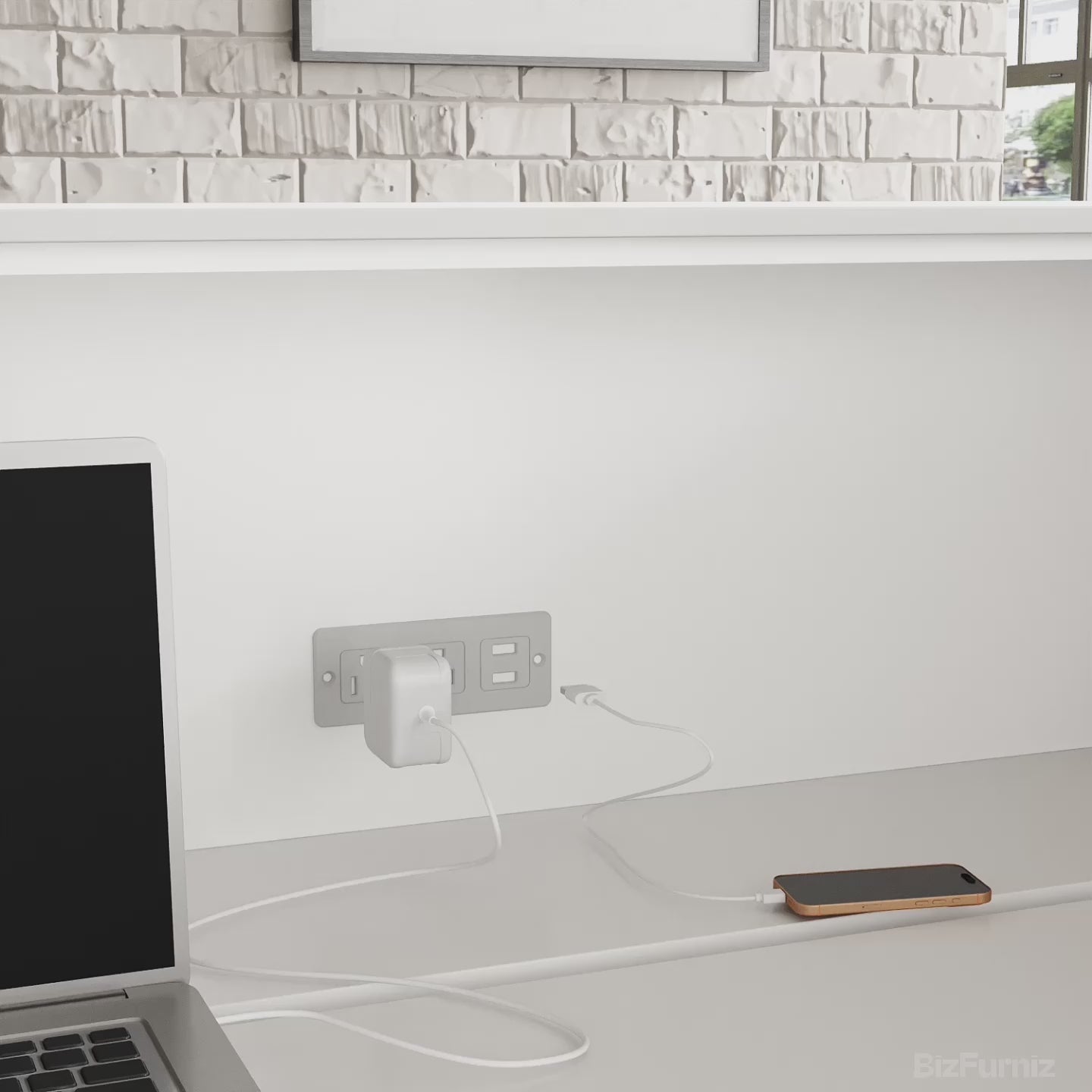 Reception Desk with Cable Management Box
