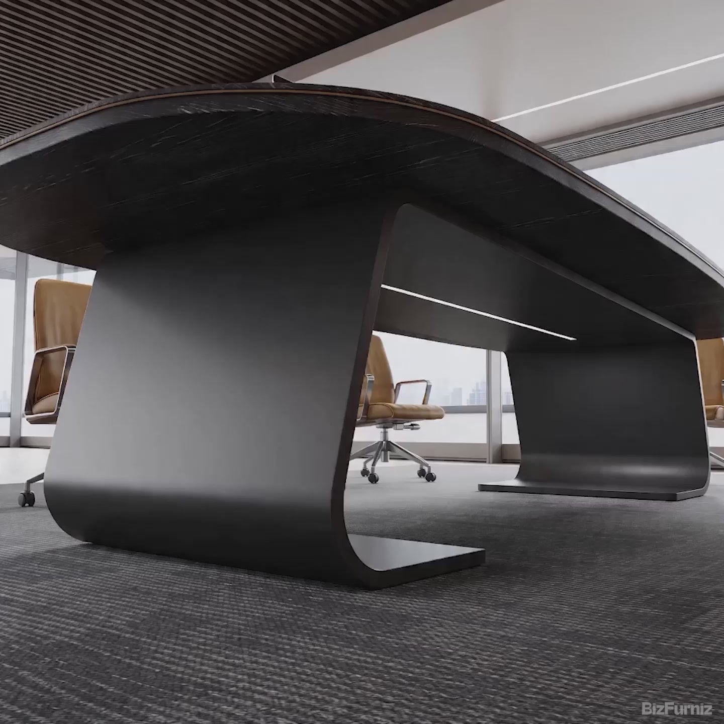 conference table with c-shaped base