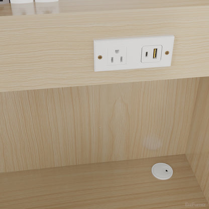 office desk with power outlet