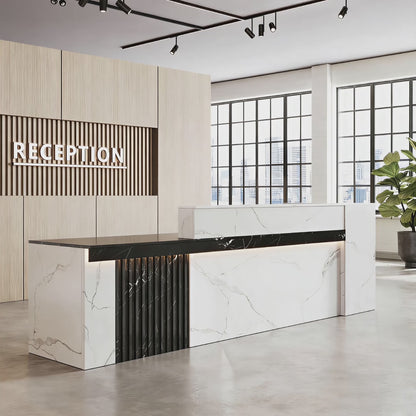 Modern Reception Desk with Counter Cable Management for Offices, Lobbies & Stores