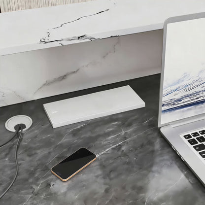 Modern Reception Desk with Counter Cable Management for Offices, Lobbies & Stores