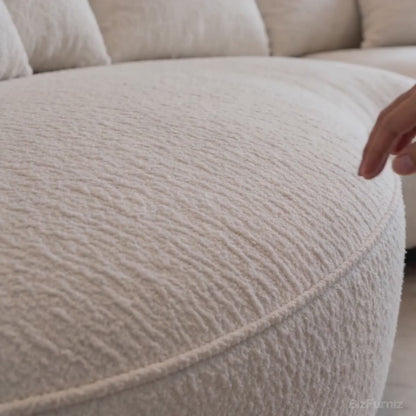 Video showing 126" Curved Sectional Sofa with Solid Wood Frame and Cloud-Soft Padding for 4-6 People