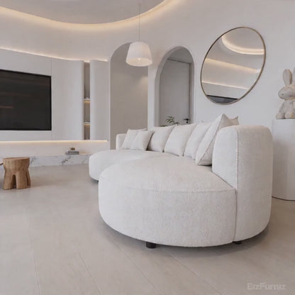 Video showing 126" Curved Sectional Sofa with Solid Wood Frame and Cloud-Soft Padding for 4-6 People