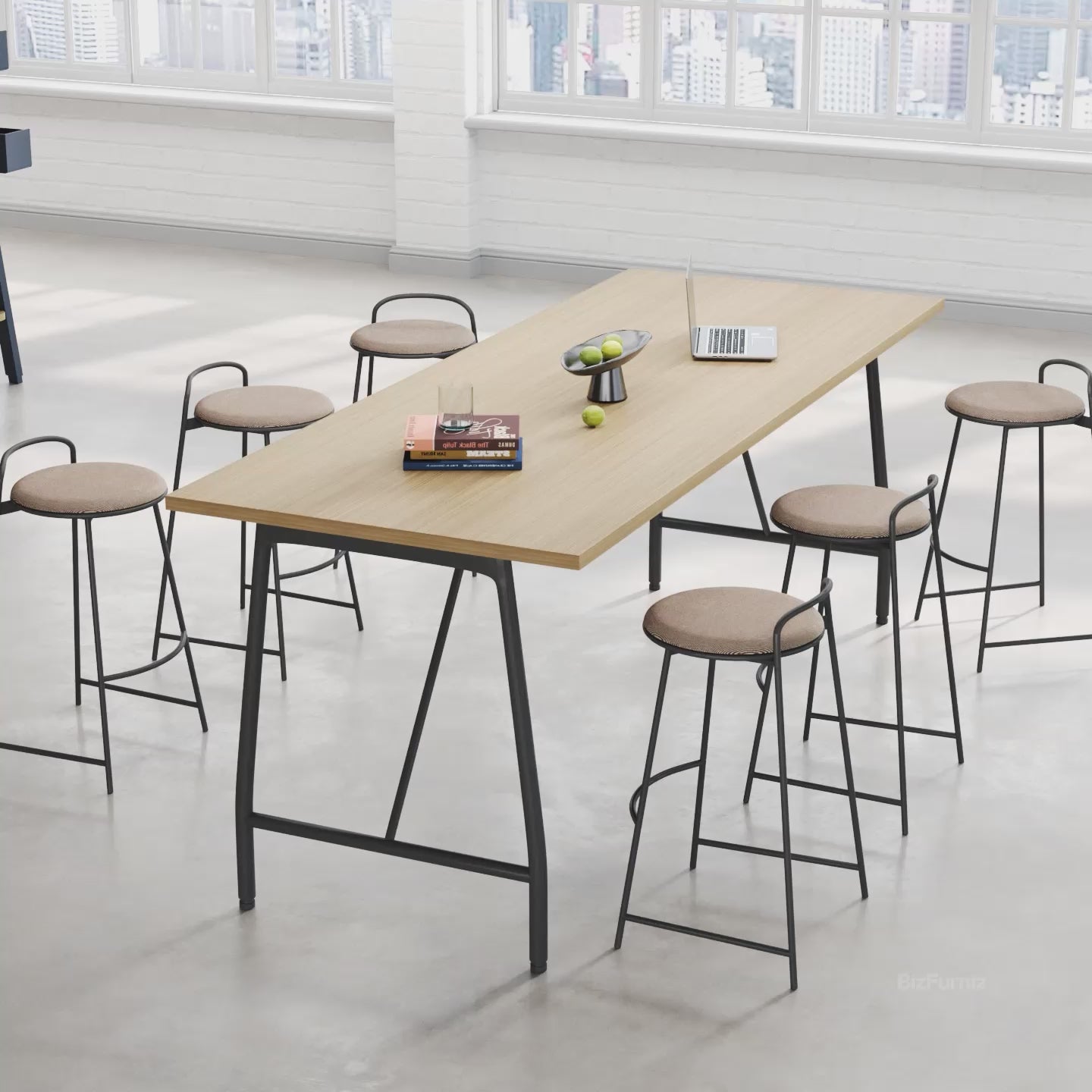 wide bar height office desk