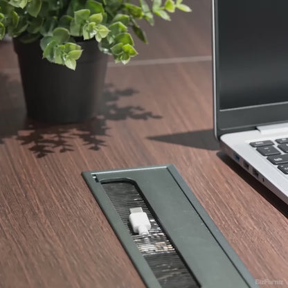 conference table with cable box