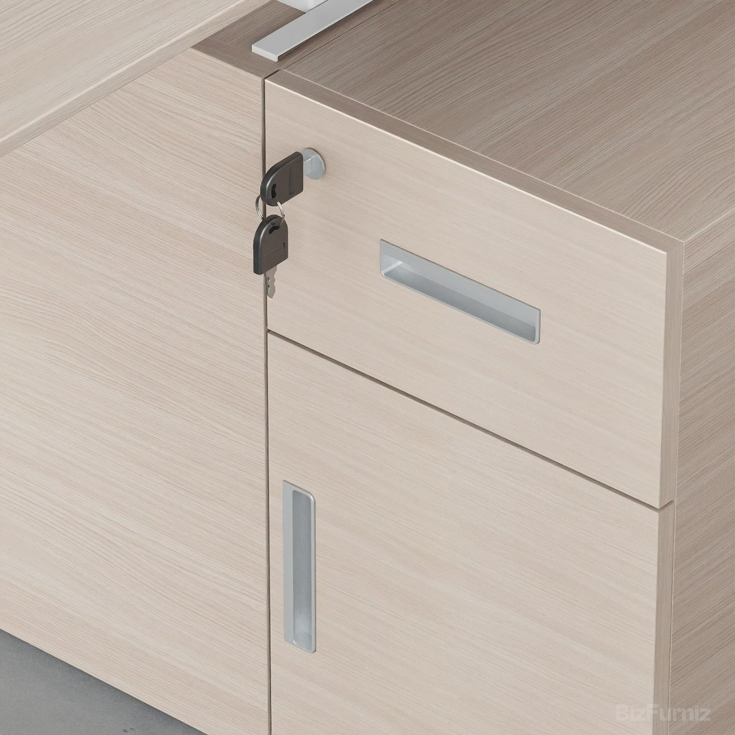 Video showing Modern Ergonomic Sit-to-Stand Office Desk with Integrated Storage and Central Privacy Screens