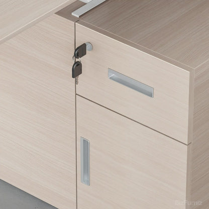 Video showing Modern Ergonomic Sit-to-Stand Office Desk with Integrated Storage and Central Privacy Screens