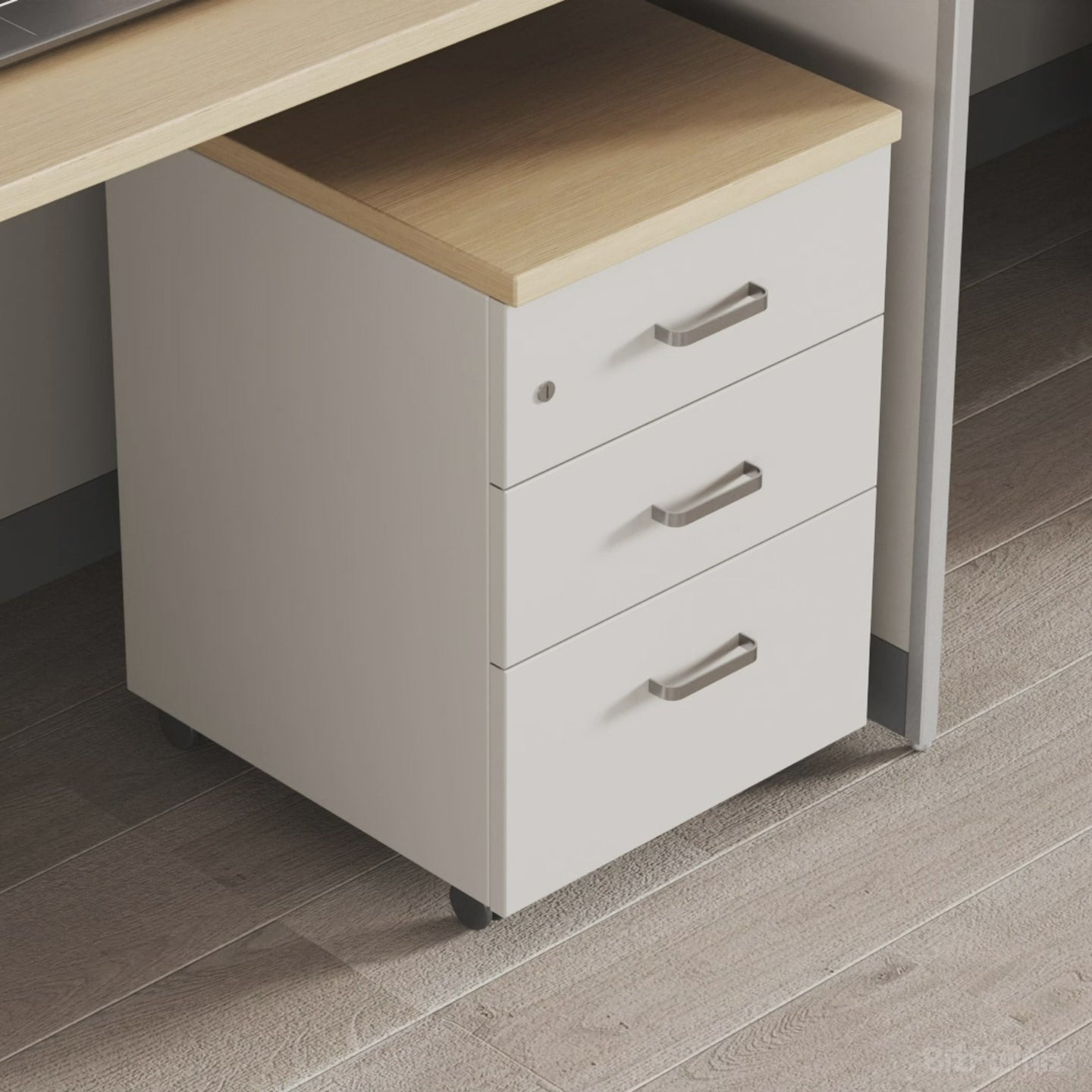 office workstation with mobile storage cabinet