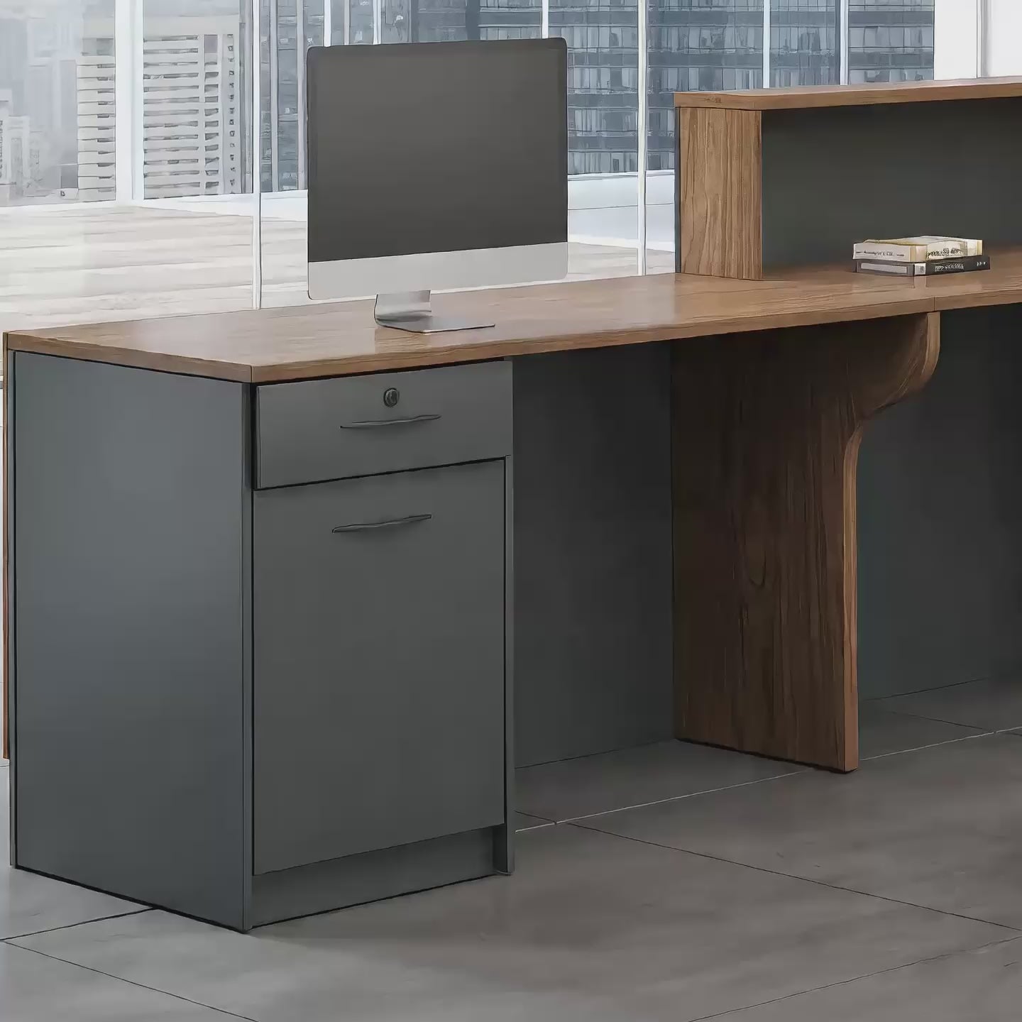 Reception desk with ample Storage - Drawers and cabinet