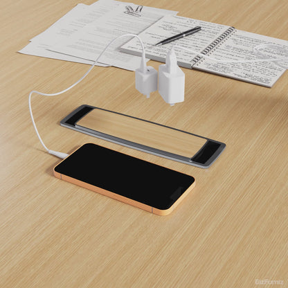 meeting table with wood grain cable box