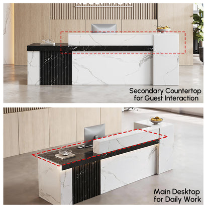 Modern Reception Desk with Counter Cable Management for Offices, Lobbies & Stores