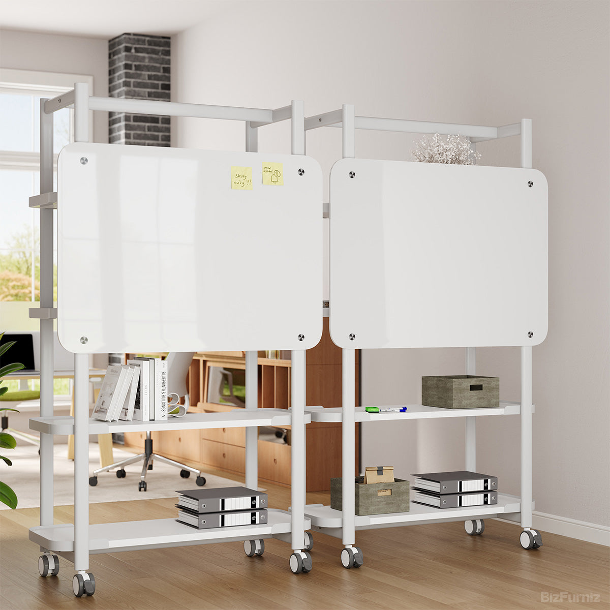 4-tier Storage Rack with Whiteboard, Casters for Home, Office, and Commercial Spaces photo 3