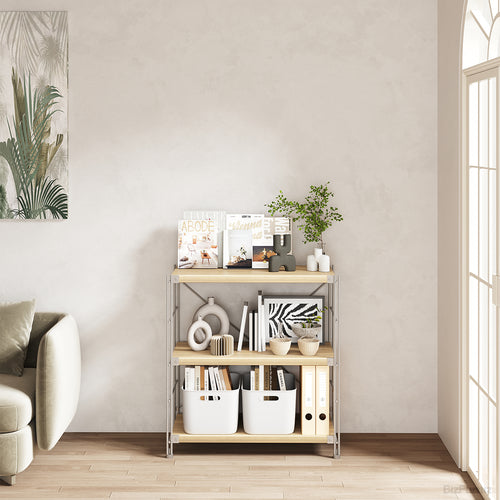 Multi-tier Bookshelf or Storage Rack for Home Office, Living Room, and Kitchen for modern office workspace