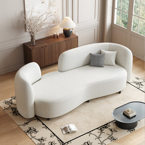 70" Curve Sofa with Sherpa Upholstery, Foam Cushion and Wood Frame for modern office workspace