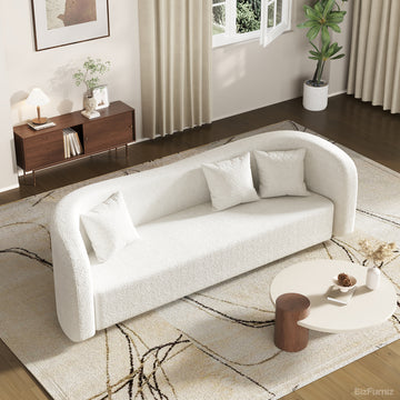 91" Straight Sofa with Soft Fabric and Solid Wood Frame for 3-4 People for modern office workspace