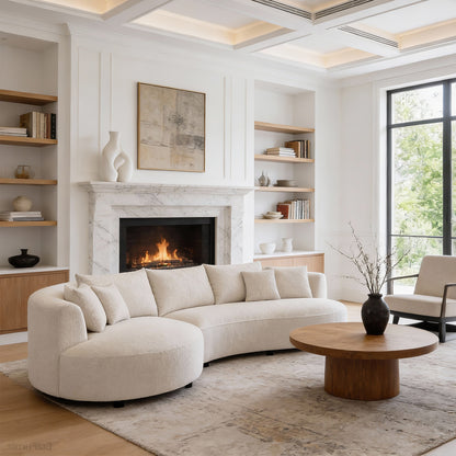 126" Curved Sectional Sofa with Solid Wood Frame and Cloud-Soft Padding for 4-6 People product view 9