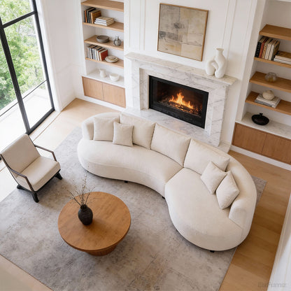 126" Curved Sectional Sofa with Solid Wood Frame and Cloud-Soft Padding for 4-6 People product view 4