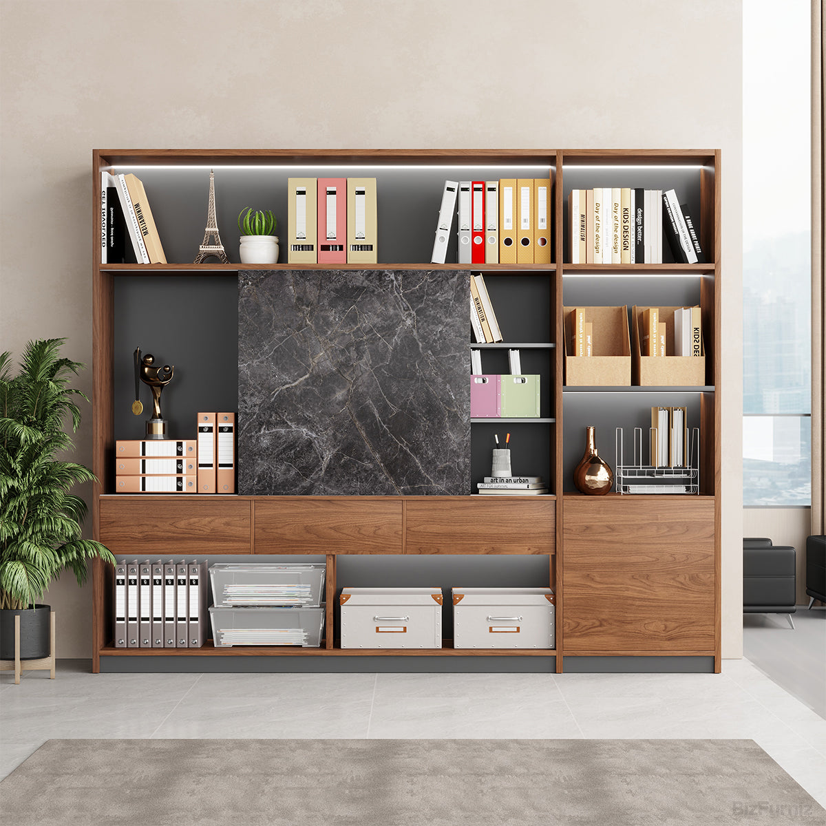 95" Modern Multi-Zone Bookshelf, All-in-One Storage Cabinet for Home and Offices product view 2