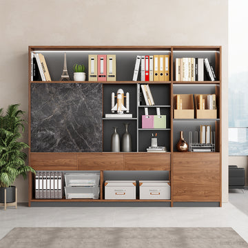 95" Modern Multi-Zone Bookshelf, All-in-One Storage Cabinet for Home and Offices for modern office workspace