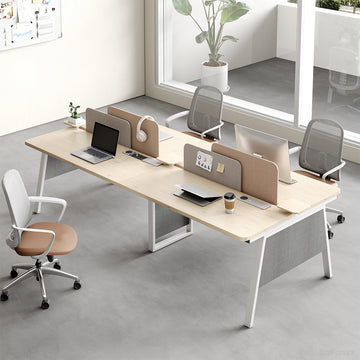 110" 4-person Office Desk with Partition and Cable Management photo 2