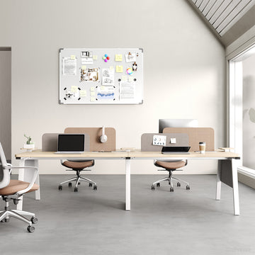 110" 4-person Office Desk with Partition and Cable Management photo 1
