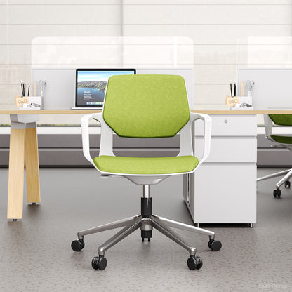 White and Lime Office Chair - Contemporary Ergonomics for the Modern Workspace product view 2